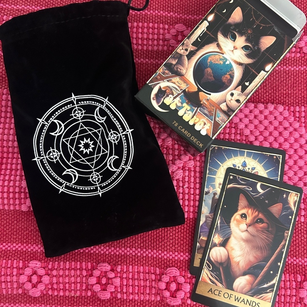 2 for $50 Cat Tarot Card Deck with Black Pouch